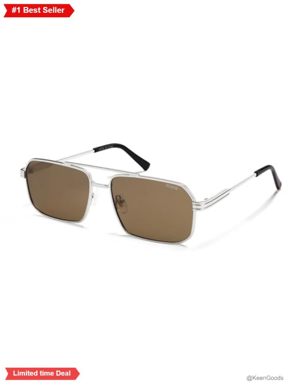 Retro Polarized Square Sunglasses Metal Frame Double Bridge UV400 TAC Lens